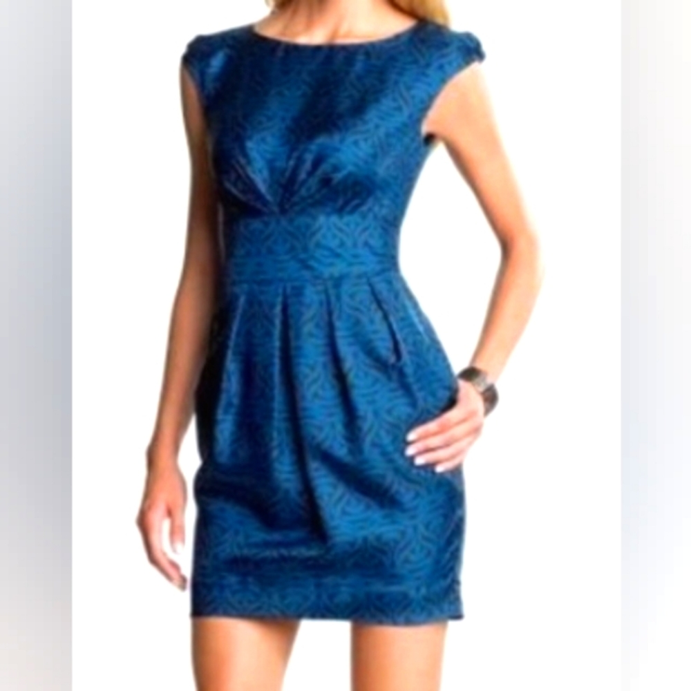 Banana Republic Blue/Black Chainlink Silk Dress Size 0